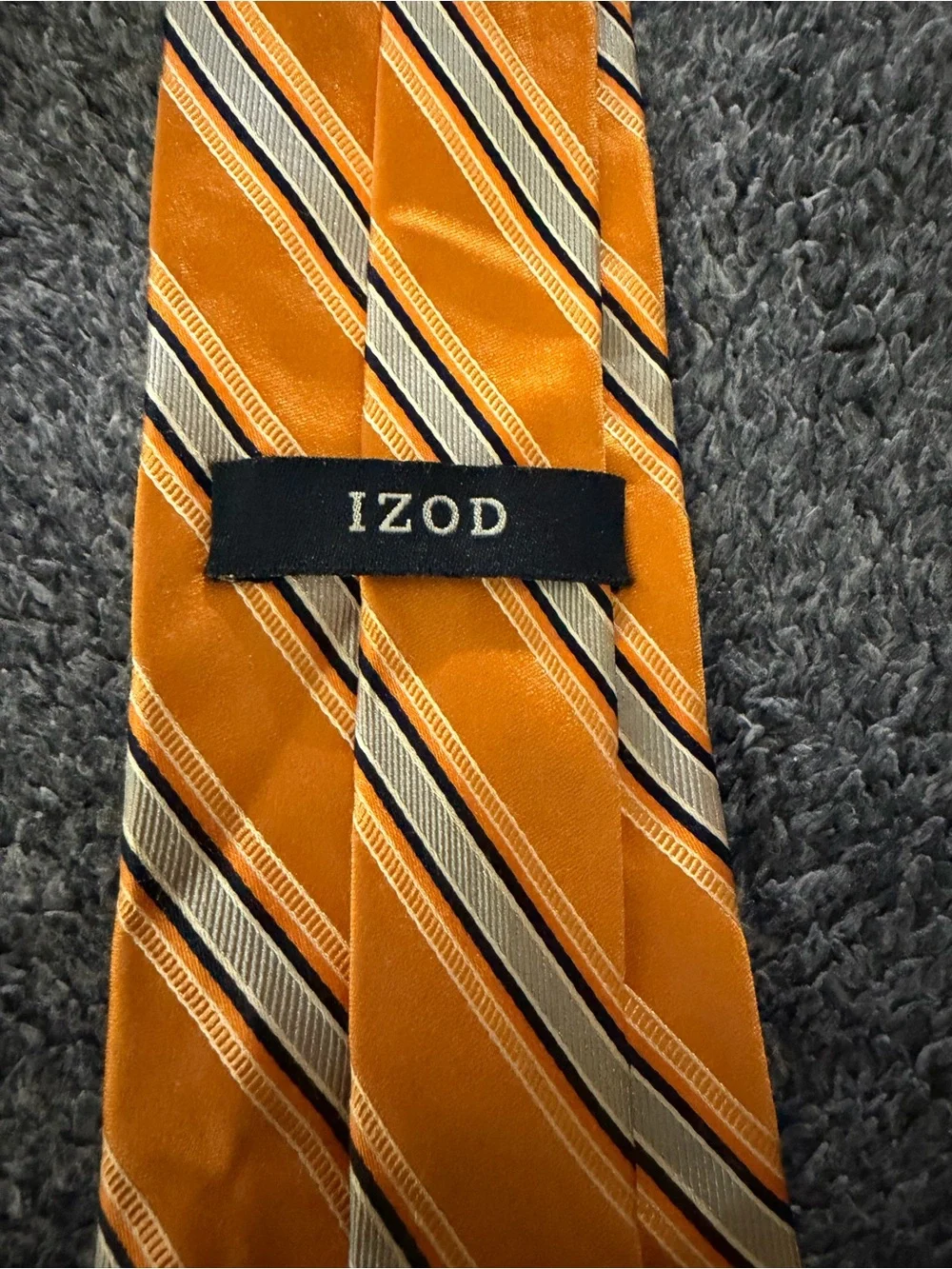 IZOD Men's Orange Striped 100% Silk Necktie